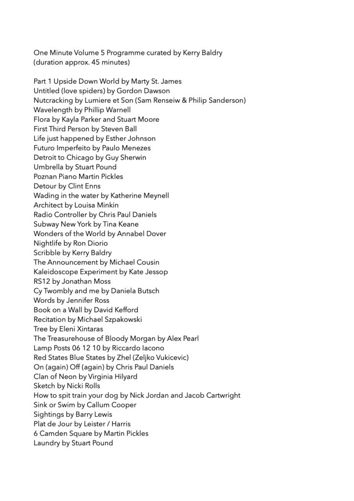 one minute Vol 5 curated by Kerry Baldry 
